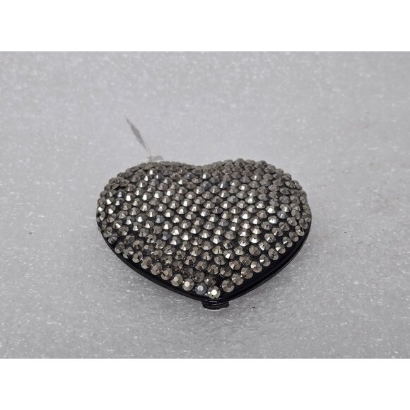 Fashion Box Fashion Mirror Heart-Shaped Rhinestone Compact Mirror - Picture 1 of 4